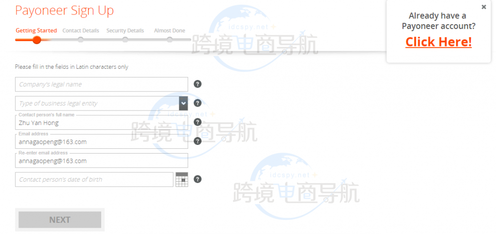 Payoneer的公司账号