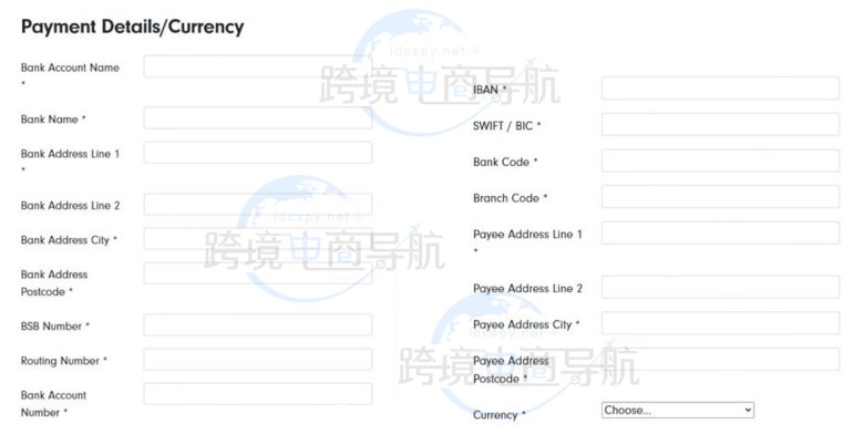将收款账户填入Fruugo