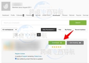 下载Themeforest主题或者插件购买许可证书