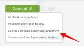 下载Themeforest主题或者插件购买许可证书