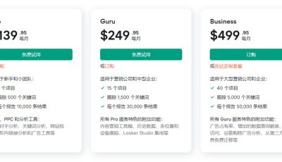 Semrush方案价格