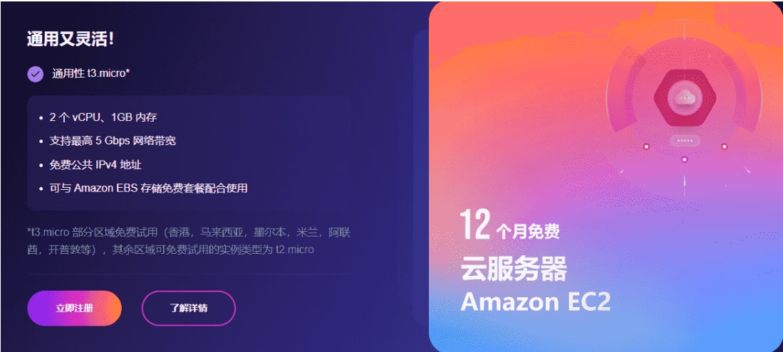 亚马逊云科技云服务器免费用