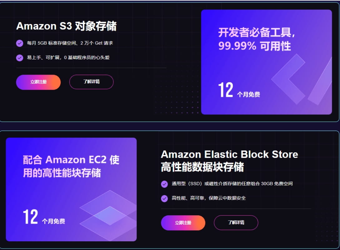 亚马逊云科技专用存储全家桶免费畅享