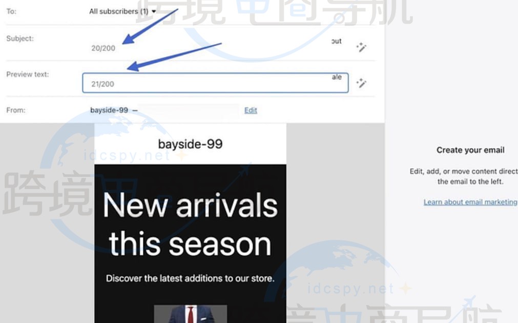 填写主题和预览文本字段