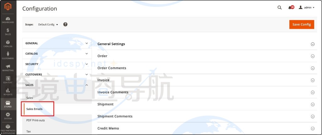 导航到Sales并选择Sales Email