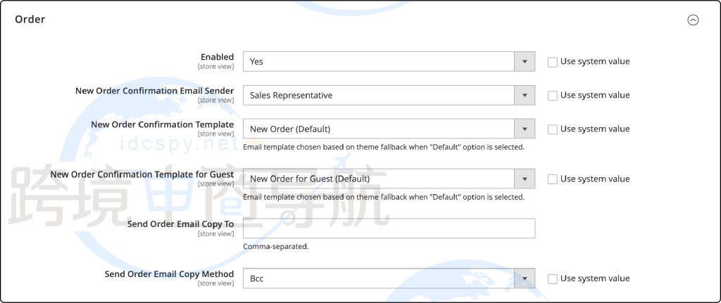 选择Order并仔细查看所有发件人信息以确保准确性