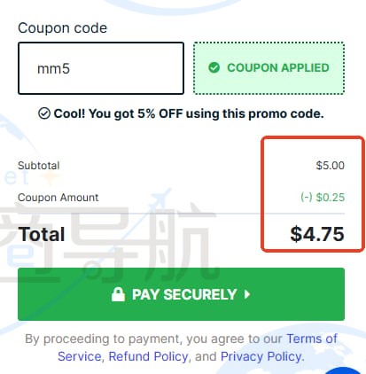 使用Media Mister优惠码之后的支付价格