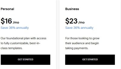 squarespace网站收费