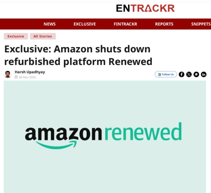 亚马逊印度站调整Renewed业务