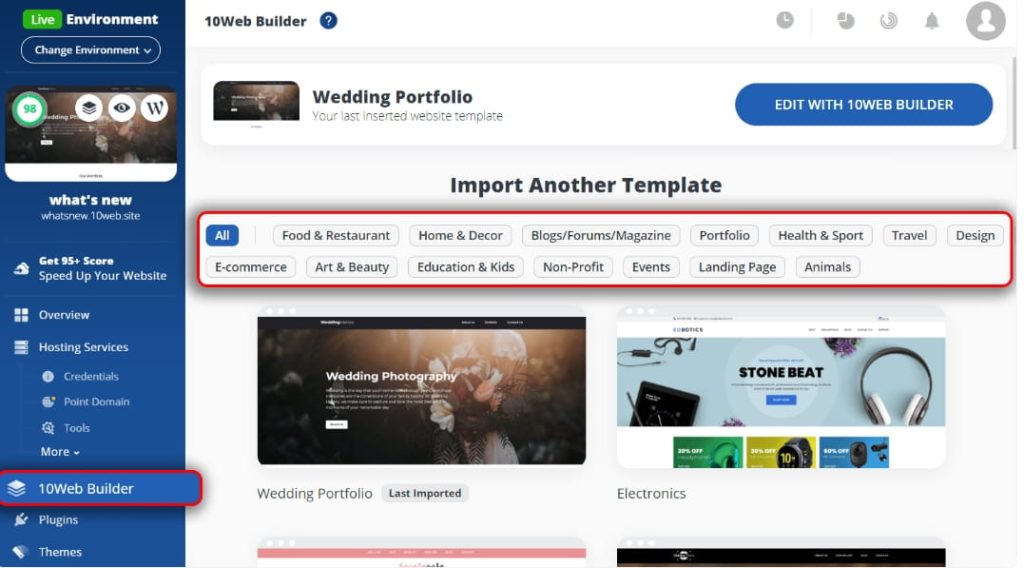 10Web主题和网站