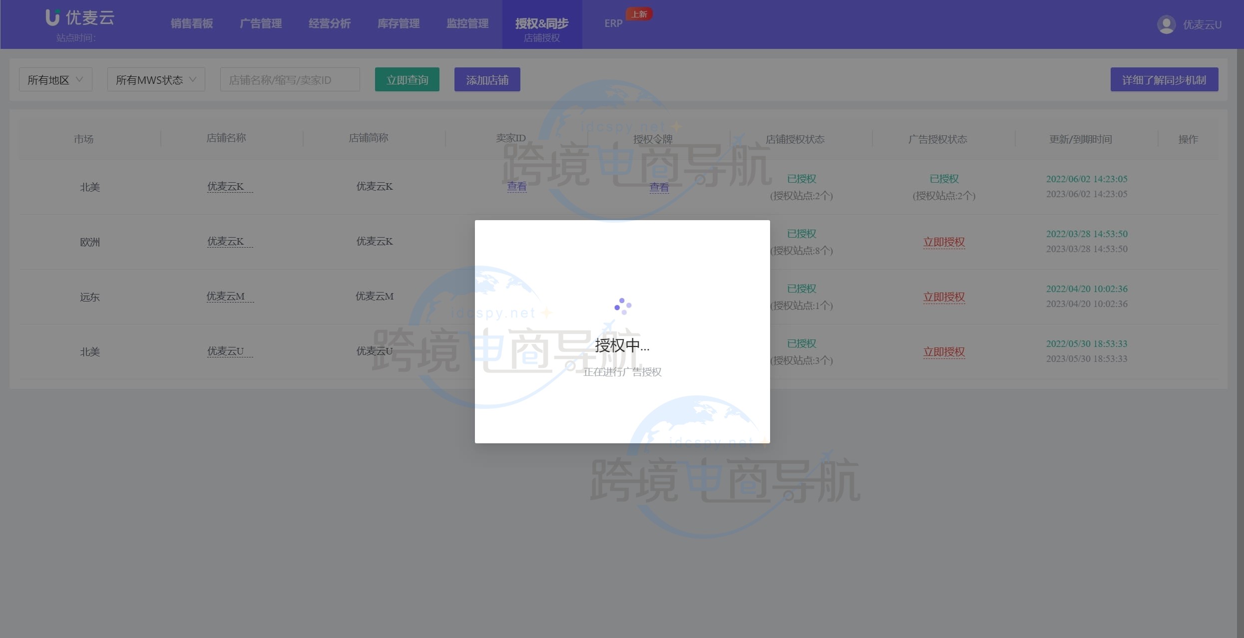 亚马逊的广告授权页面