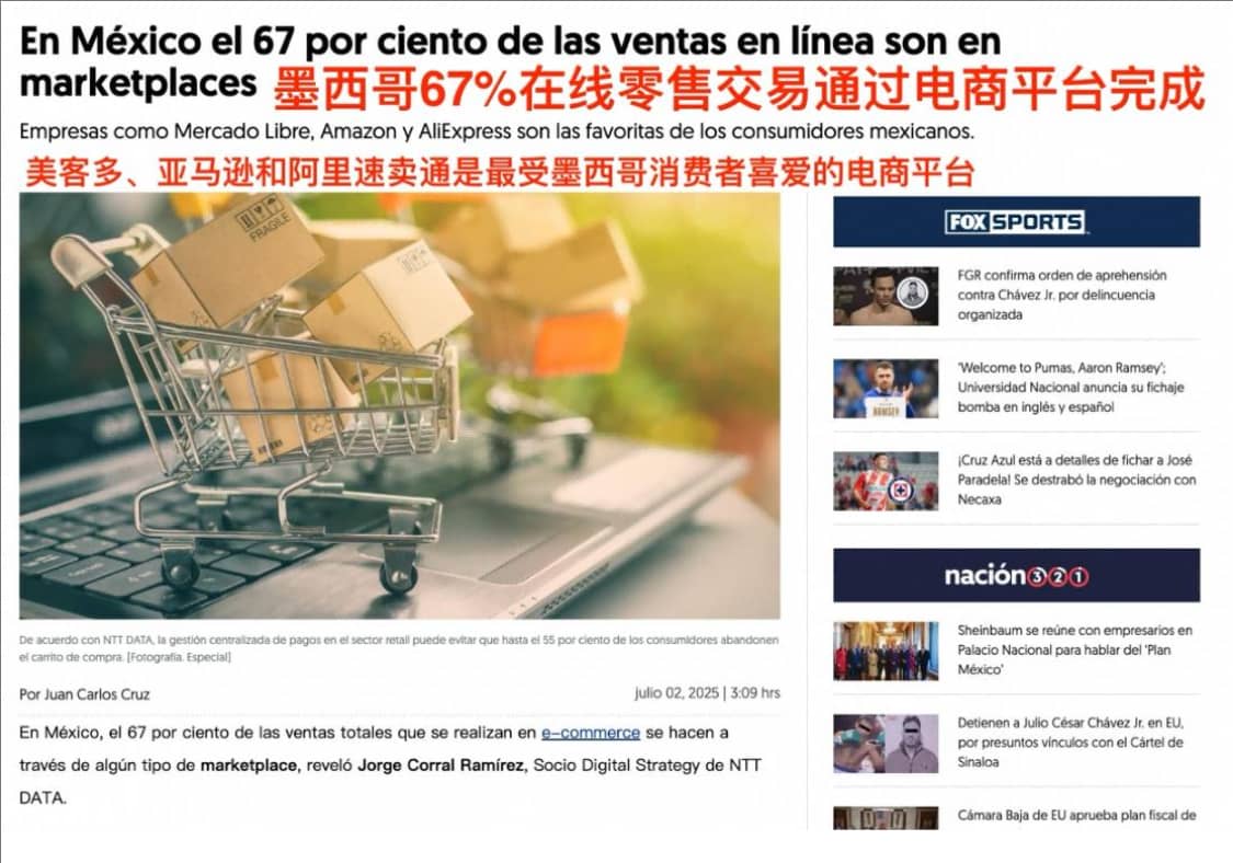 Mercado Libre、亚马逊和阿里速卖通成墨西哥消费者喜爱的电商平台