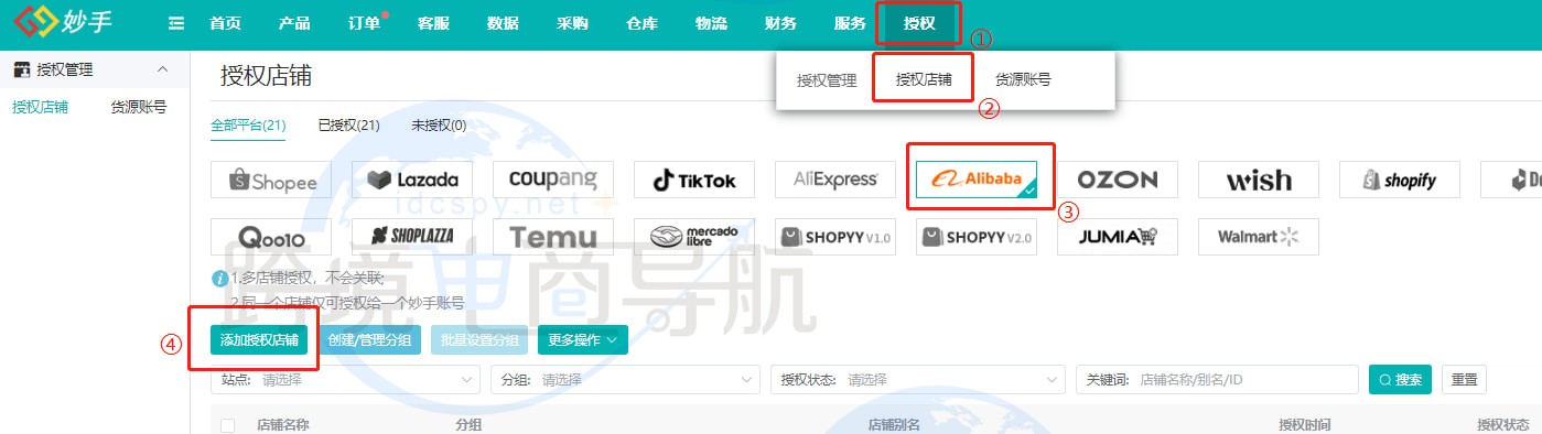 添加授权店铺