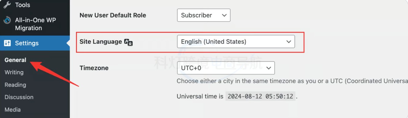 WordPress语言设置