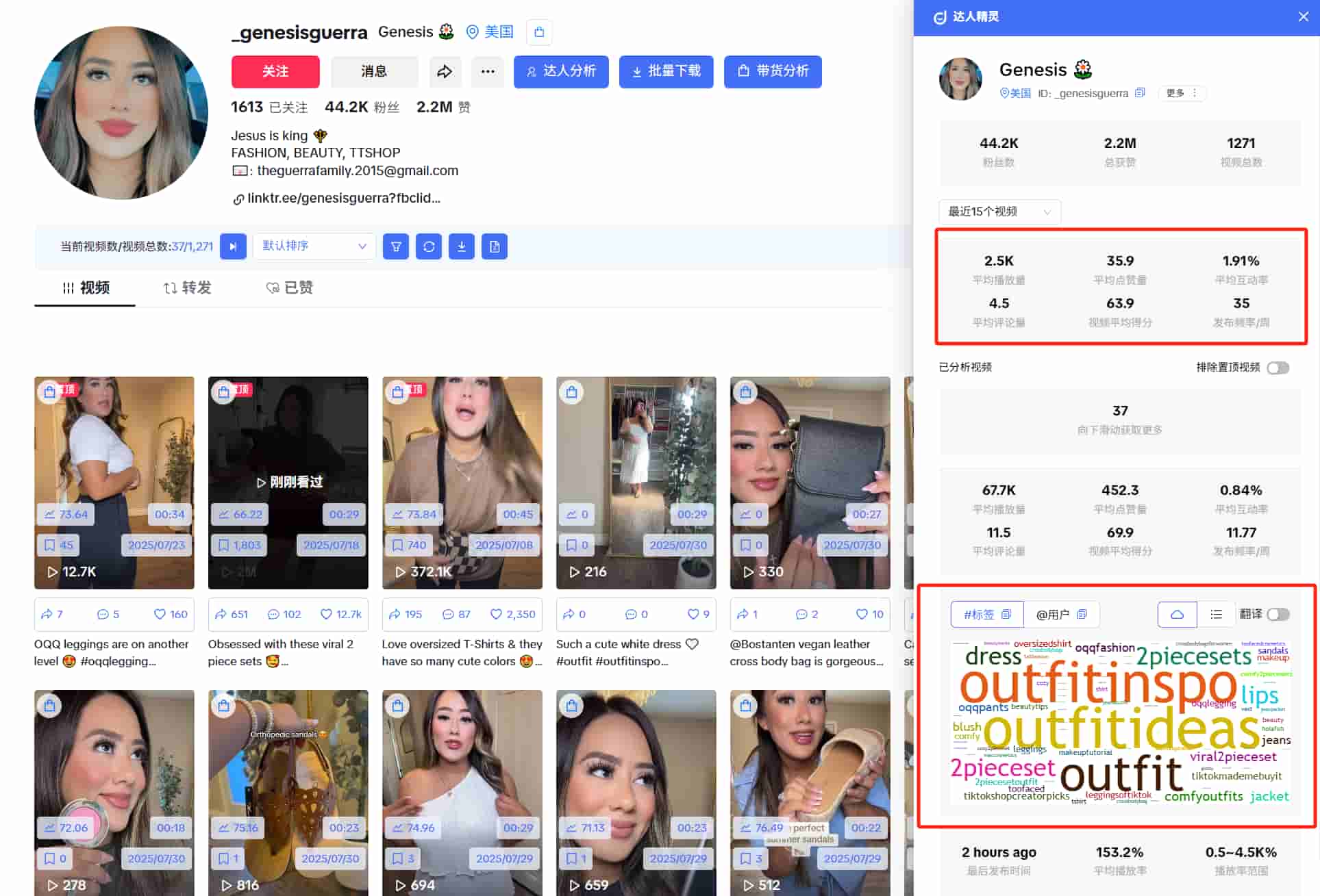 达人精灵的达人分析功能