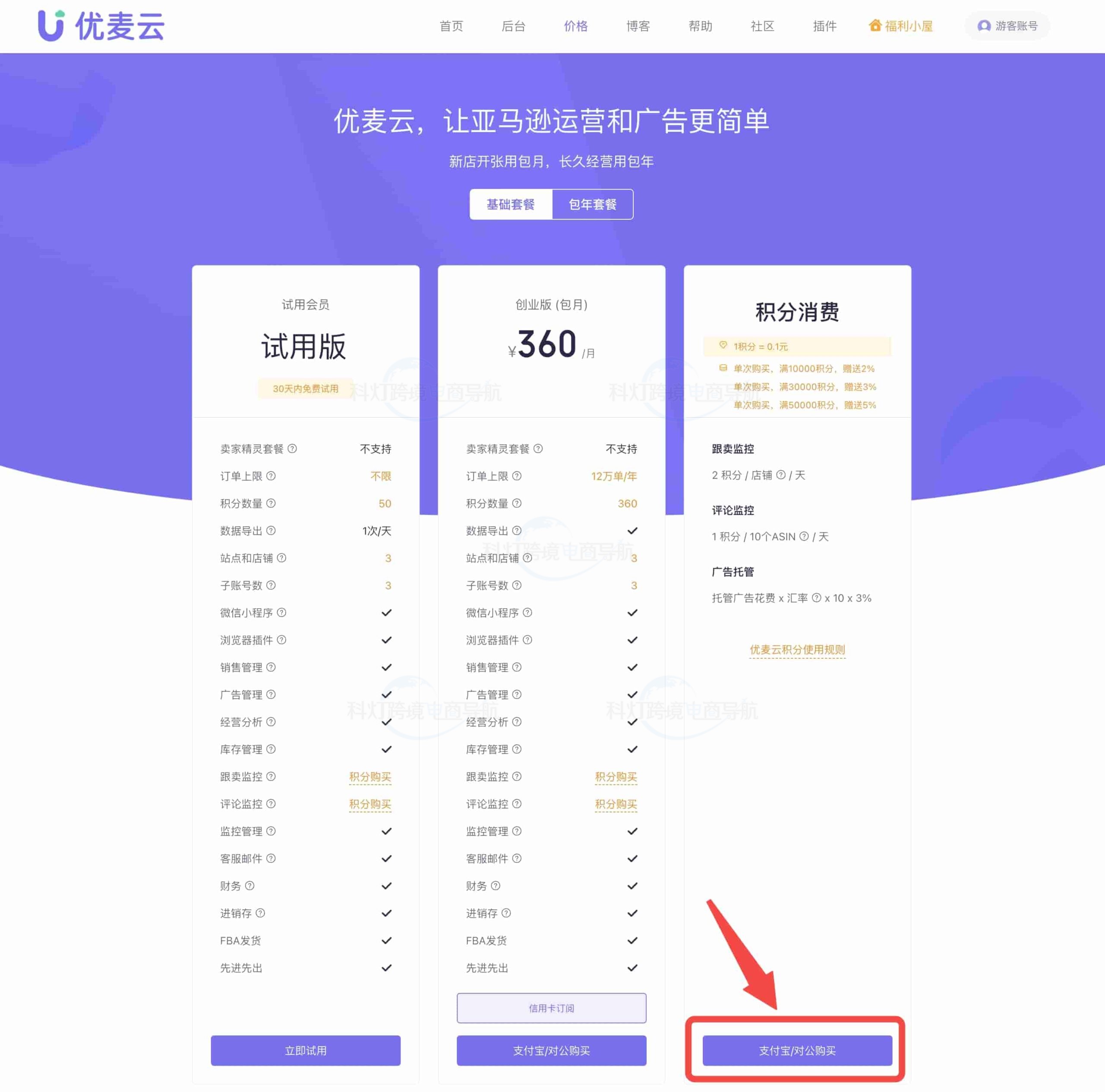 购买的积分额度