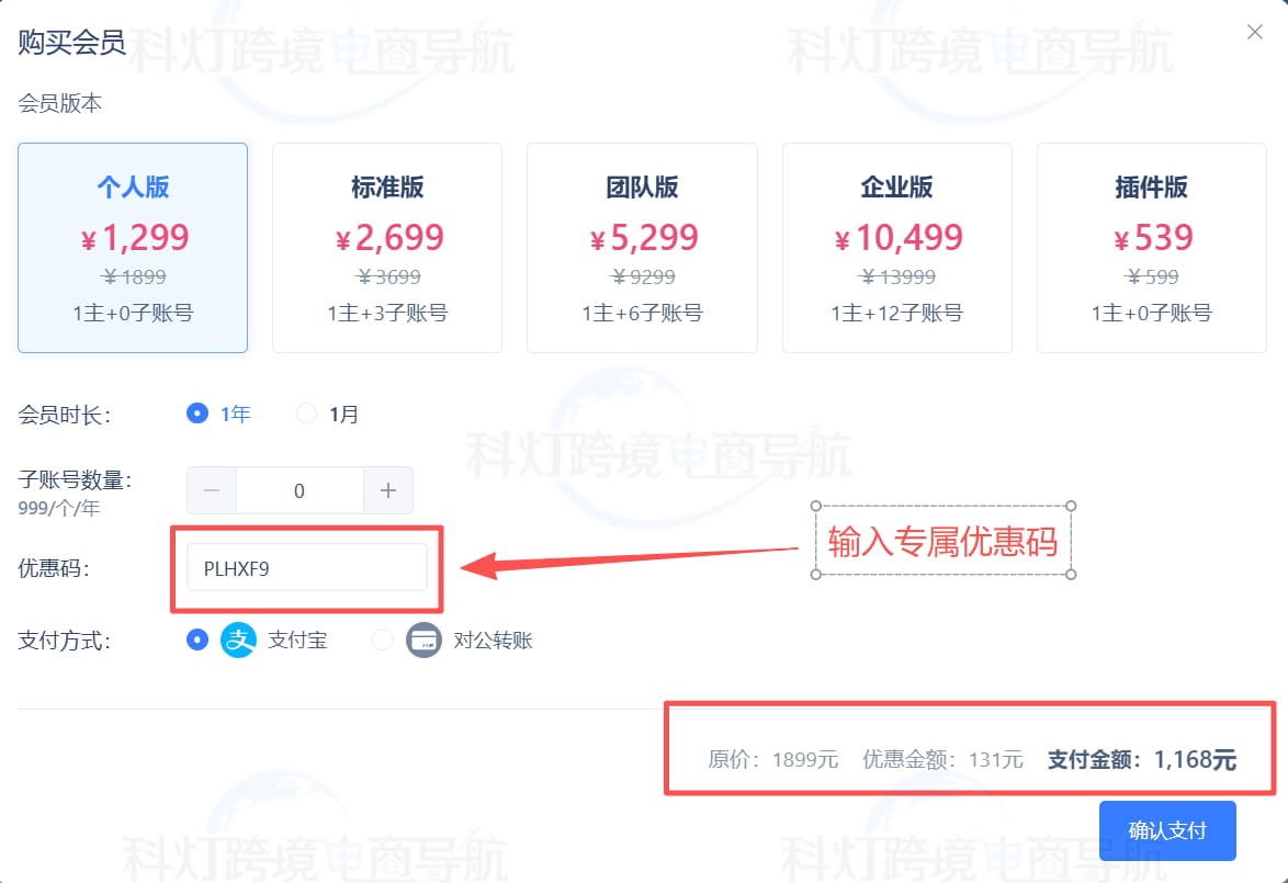 使用优惠码后价格