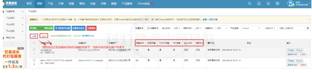 功授权的Shopee店铺