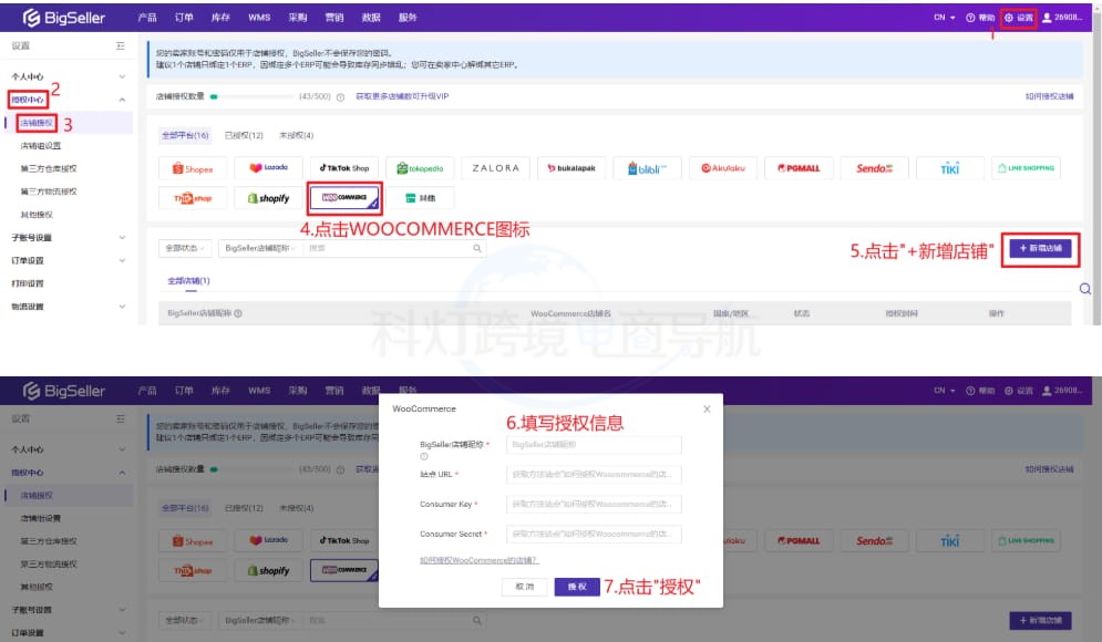 BigSeller授权页面