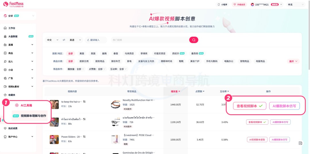 FastMoss让AI赋能优化内容策略