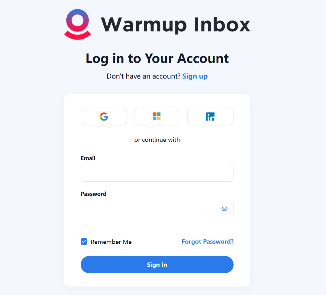 Warmup注册页面